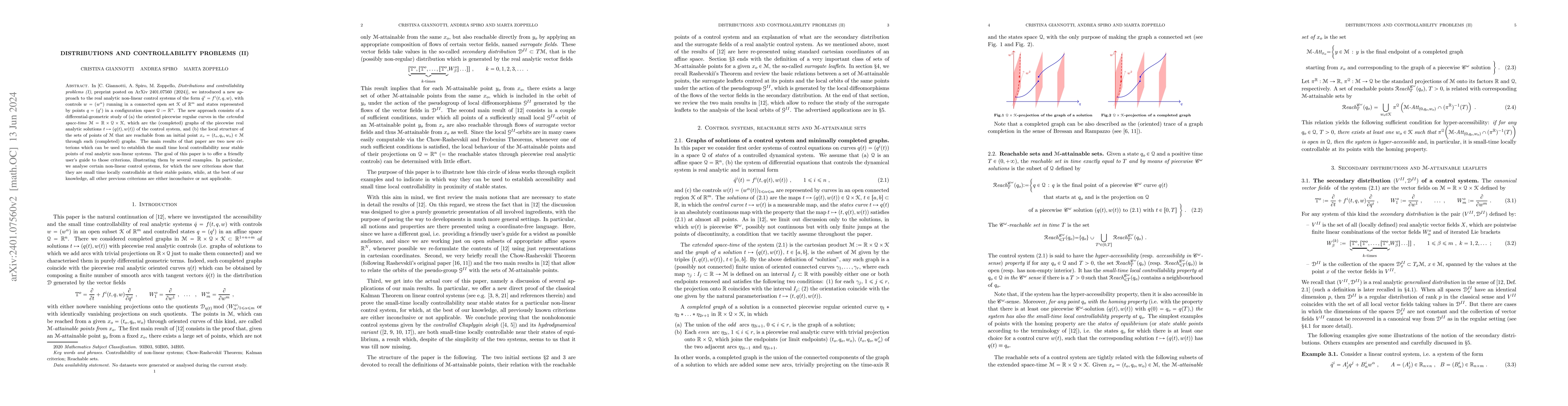 Thumbnail for Distributions and controllability problems (II)