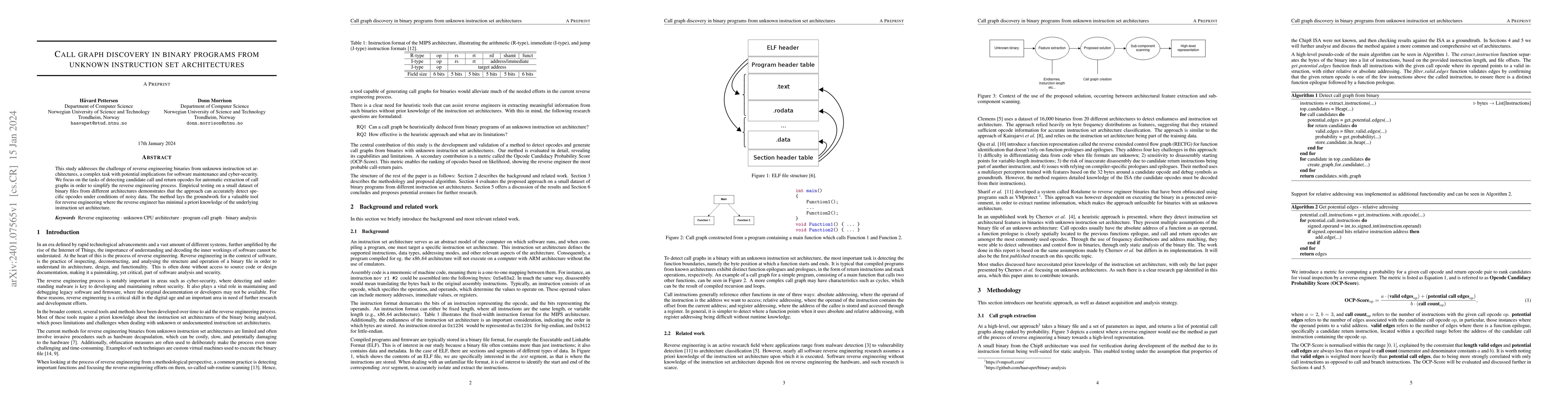 Thumbnail for Call graph discovery in binary programs from unknown instruction set
  architectures