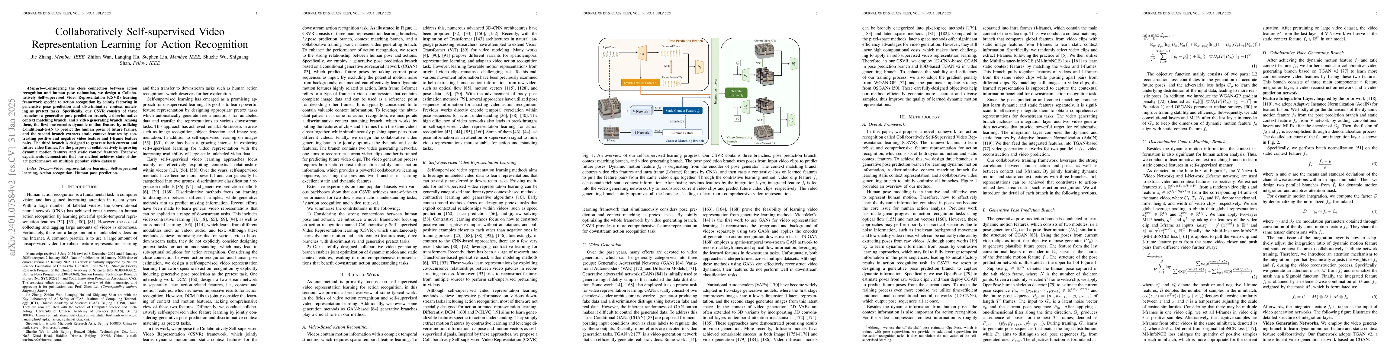 Thumbnail for Collaboratively Self-supervised Video Representation Learning for Action
  Recognition