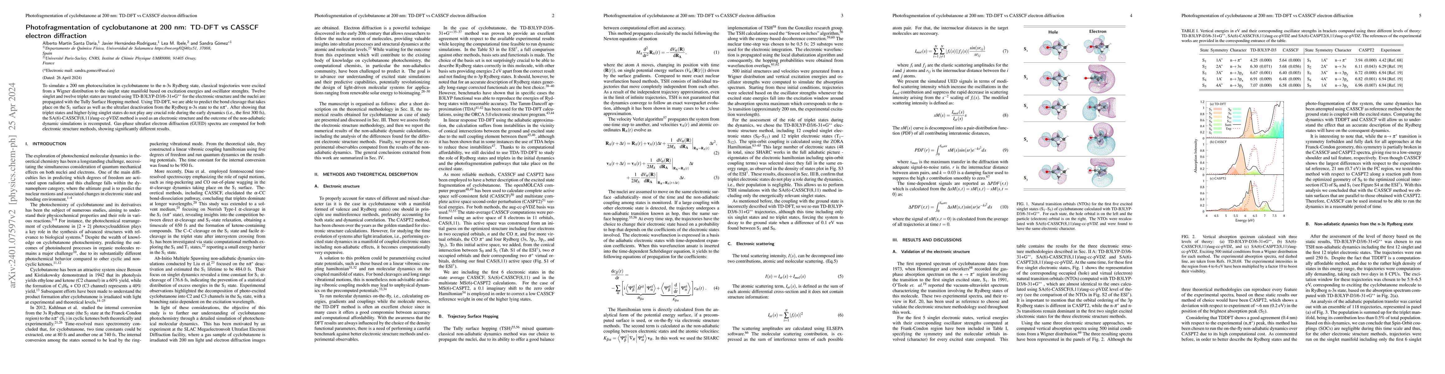 Thumbnail for Photofragmentation of cyclobutanone at 200 nm: TD-DFT vs CASSCF electron
  diffraction