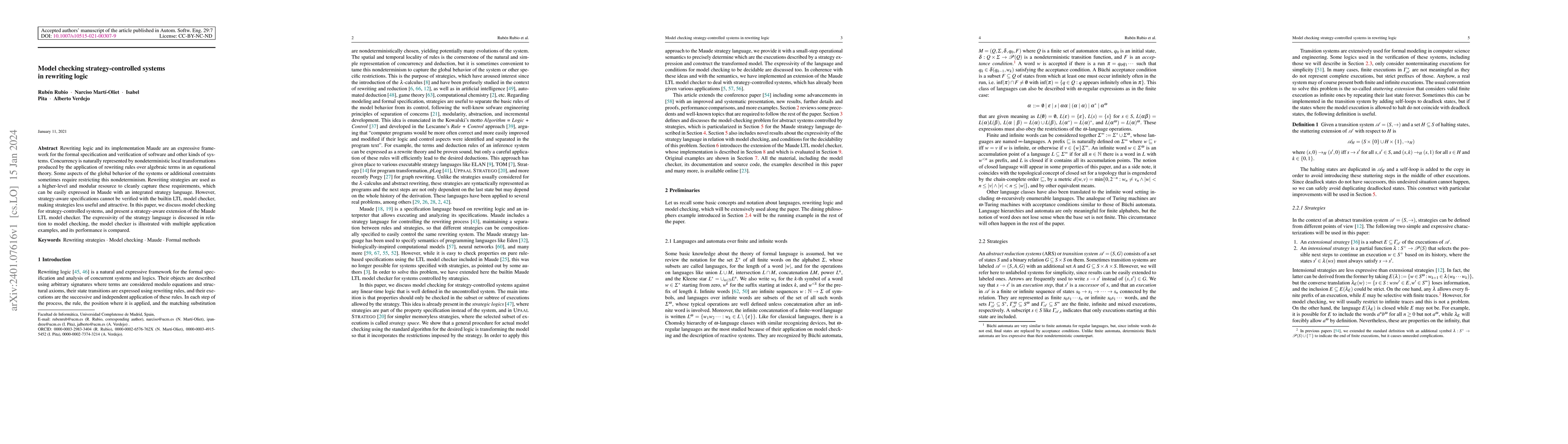 Thumbnail for Model checking strategy-controlled systems in rewriting logic