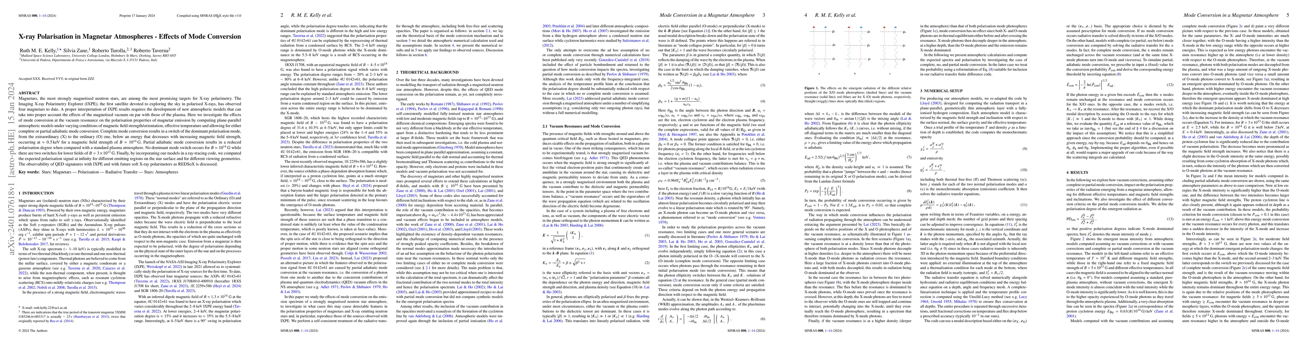 Thumbnail for X-ray Polarisation in Magnetar Atmospheres -- Effects of Mode Conversion