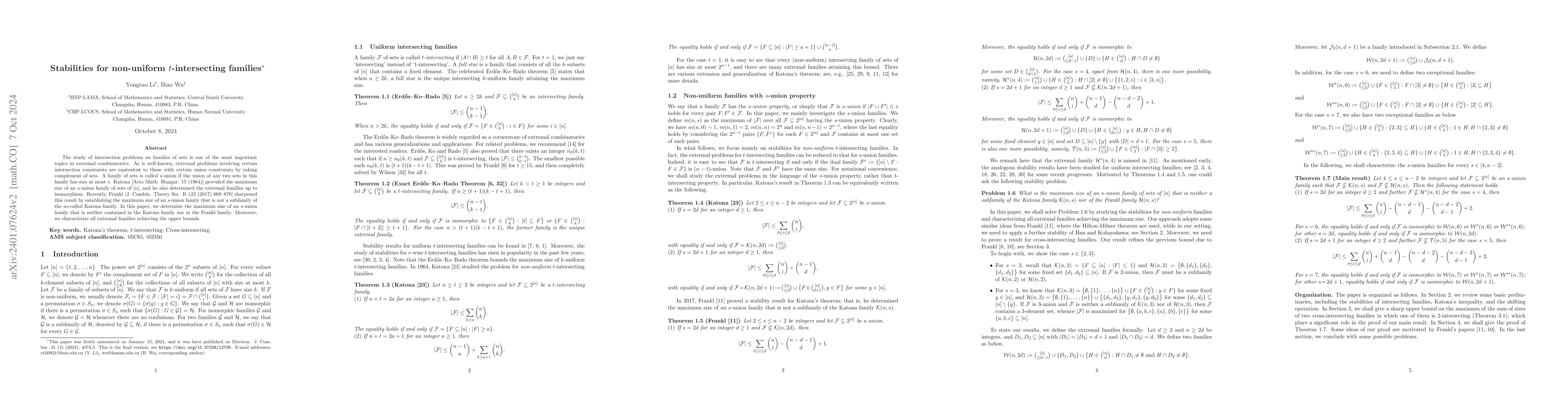 Thumbnail for Stabilities for non-uniform $t$-intersecting families