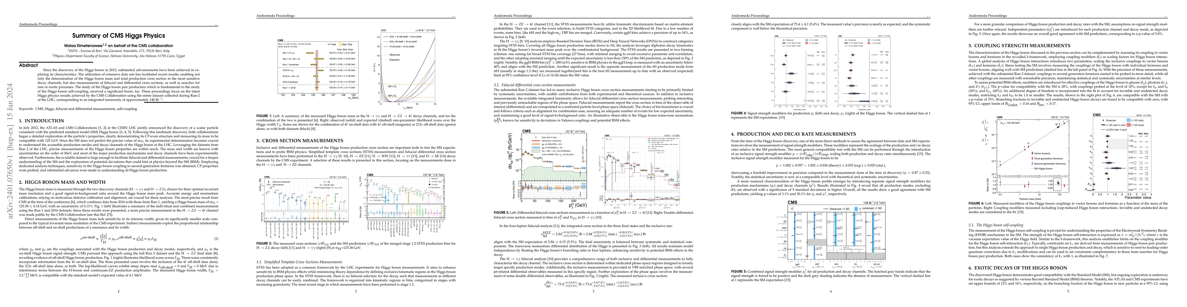 Thumbnail for Summary of CMS Higgs Physics
