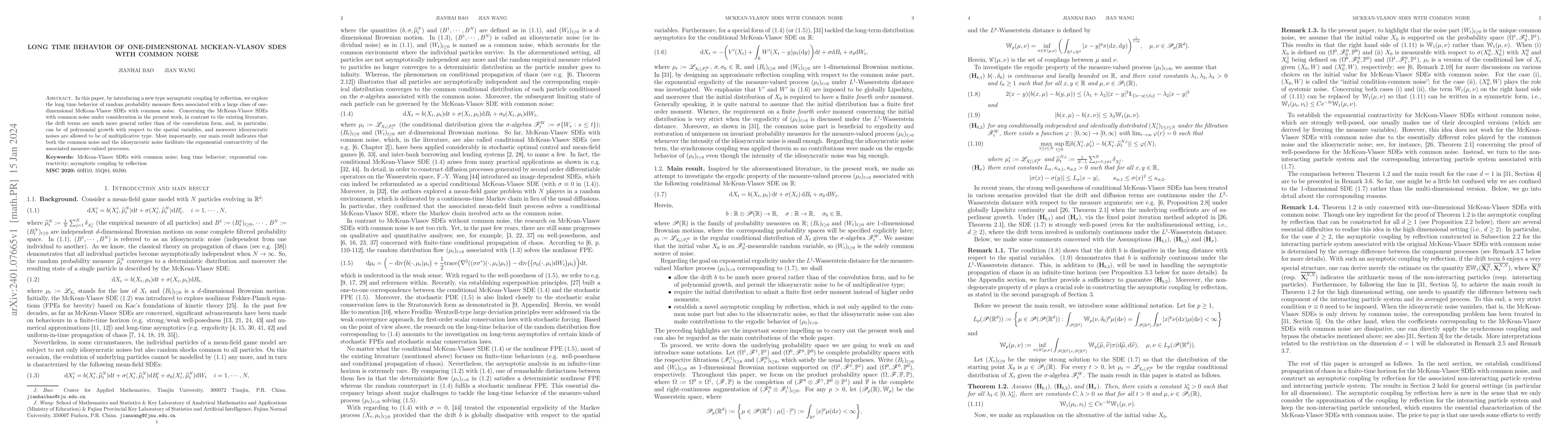 Thumbnail for Long time behavior of one-dimensional McKean-Vlasov SDEs with common
  noise