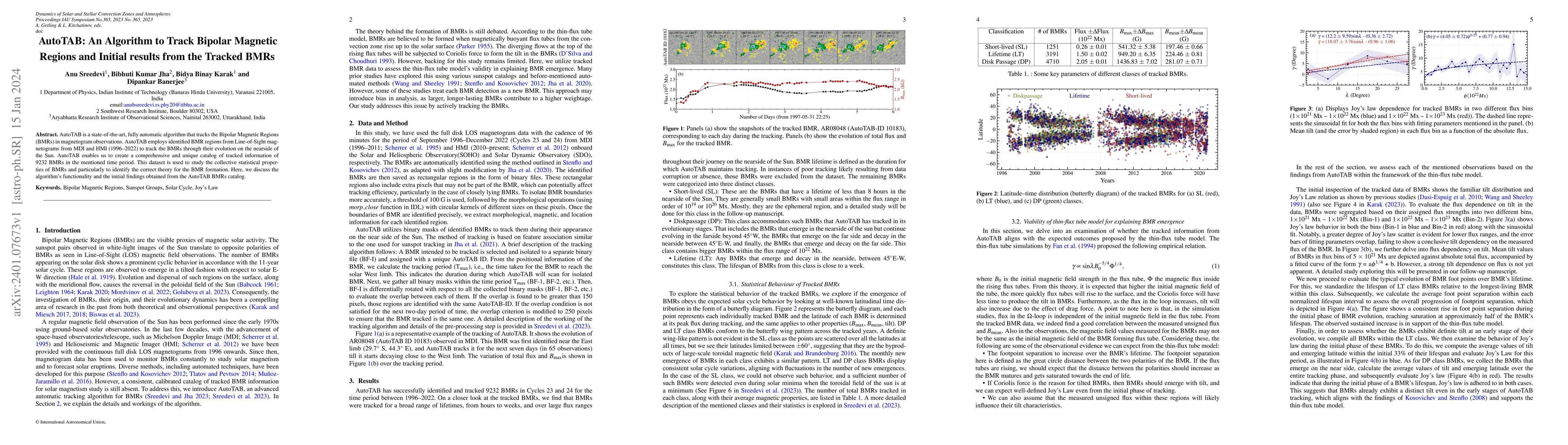 Thumbnail for AutoTAB: An Algorithm to Track Bipolar Magnetic Regions and Initial
  results from the Tracked BMRs
