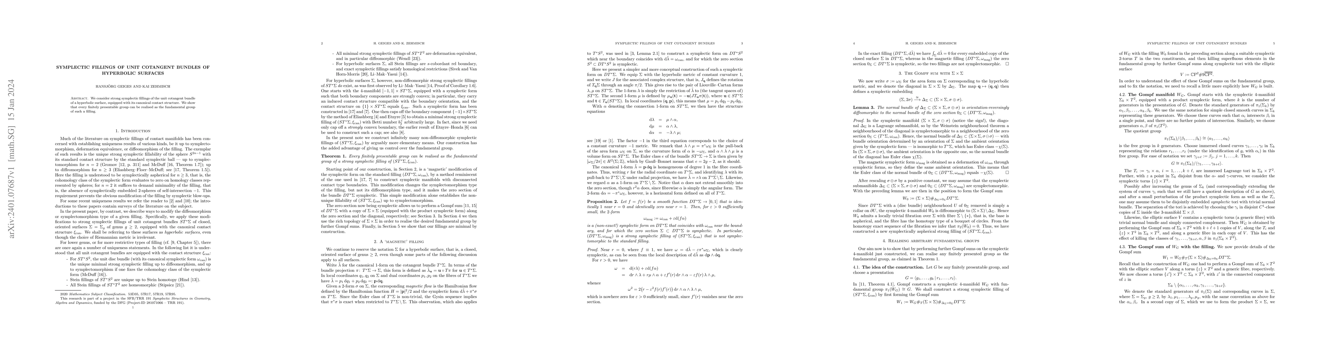 Thumbnail for Symplectic fillings of unit cotangent bundles of hyperbolic surfaces