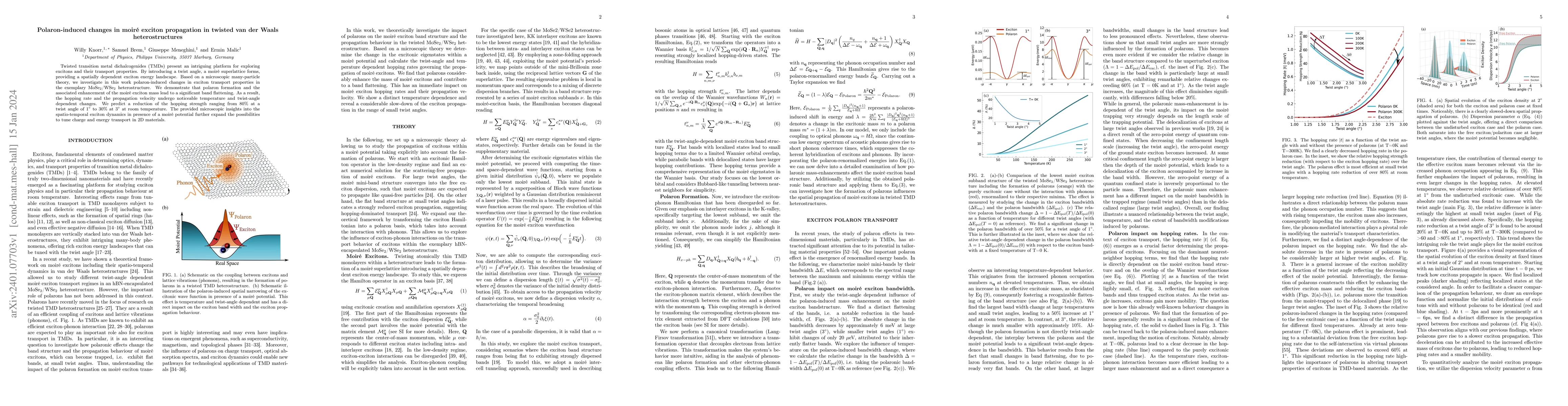 Thumbnail for Polaron-induced changes in moir\'e exciton propagation in twisted van
  der Waals heterostructures