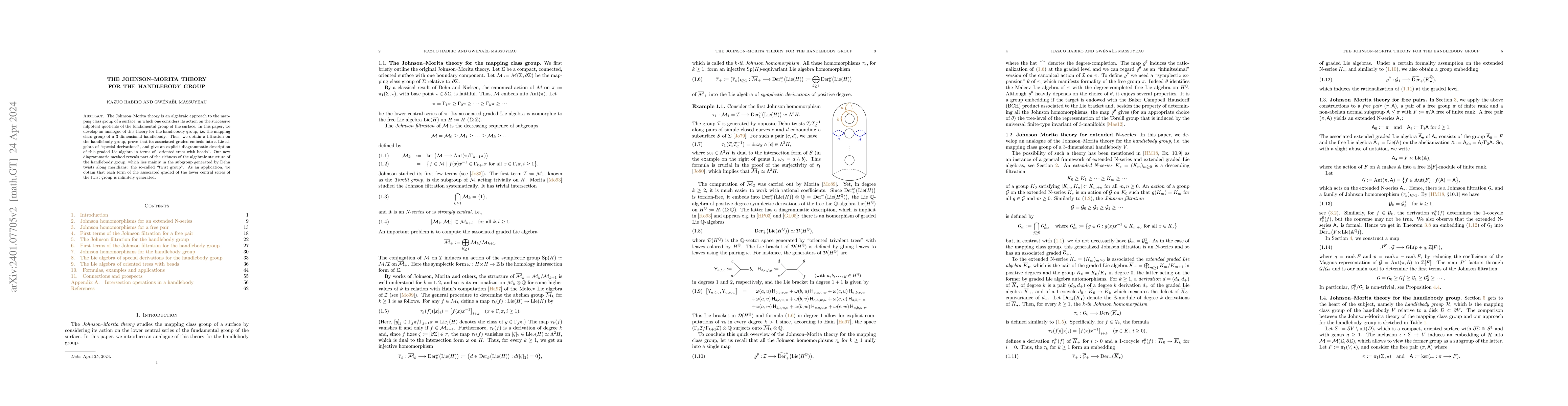 Thumbnail for The Johnson-Morita theory for the handlebody group