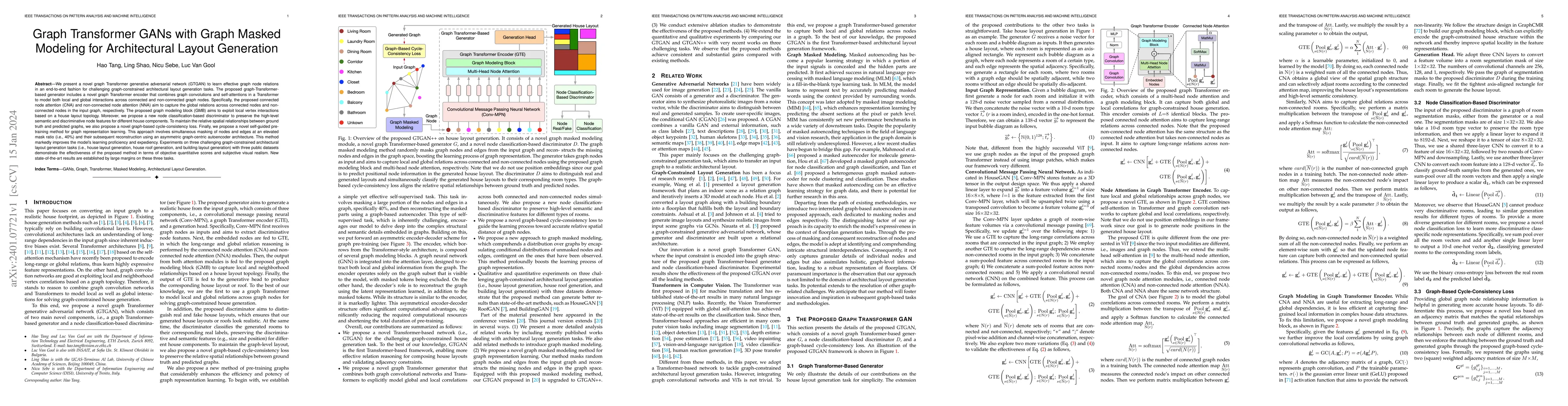 Thumbnail for Graph Transformer GANs with Graph Masked Modeling for Architectural
  Layout Generation