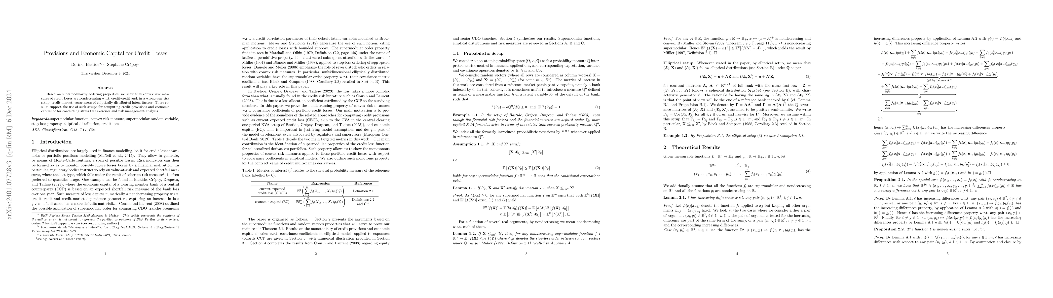 Thumbnail for Provisions and Economic Capital for Credit Losses