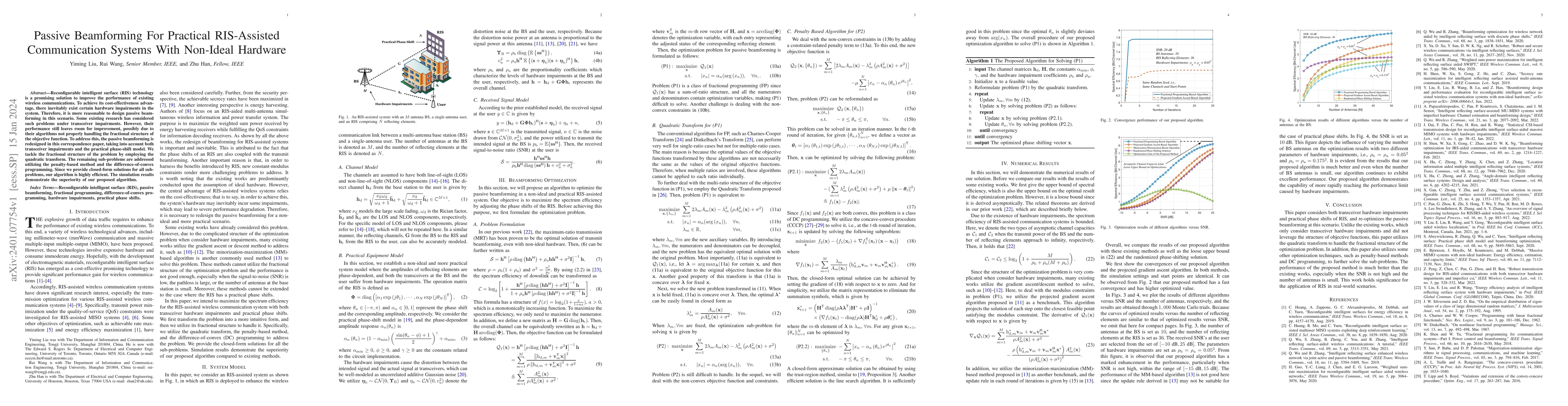 Thumbnail for Passive Beamforming For Practical RIS-Assisted Communication Systems
  With Non-Ideal Hardware
