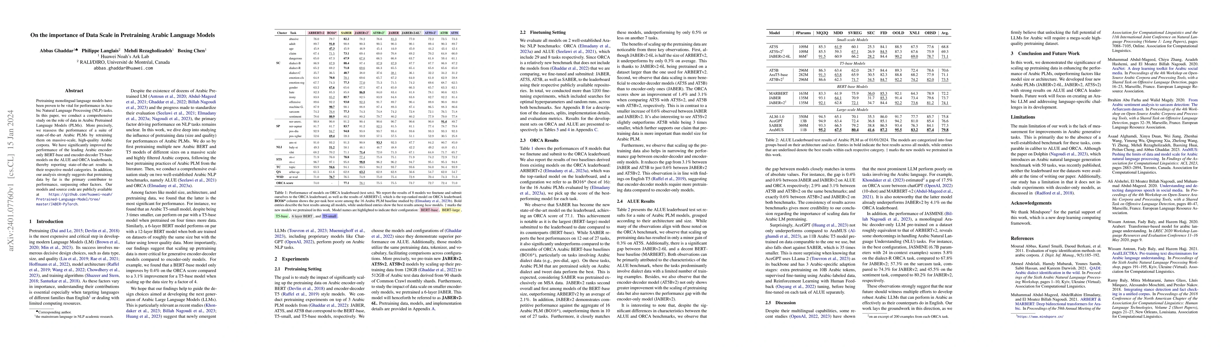 Thumbnail for On the importance of Data Scale in Pretraining Arabic Language Models