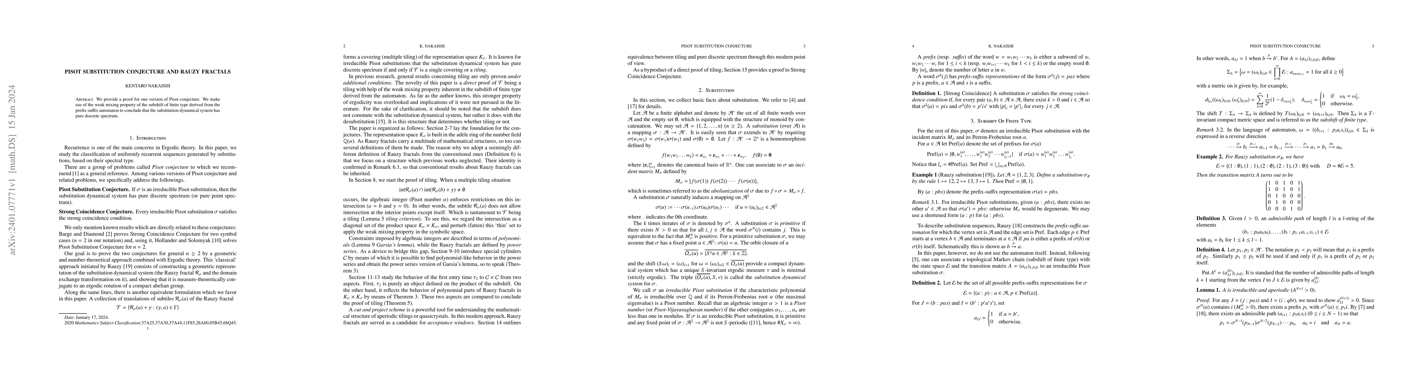 Thumbnail for Pisot Substitution Conjecture and Rauzy Fractals