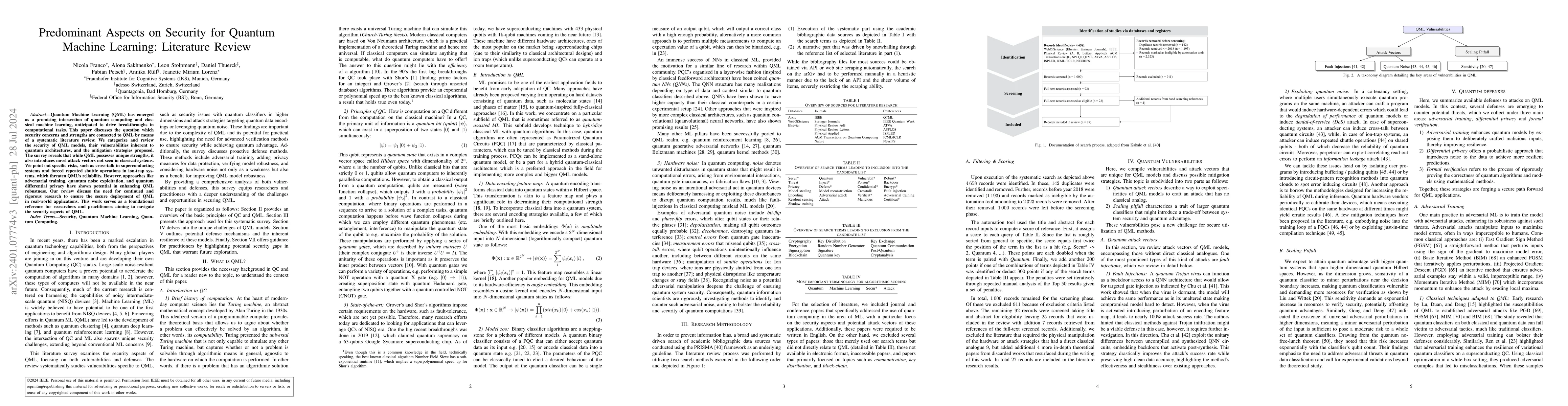 Thumbnail for Predominant Aspects on Security for Quantum Machine Learning: Literature
  Review