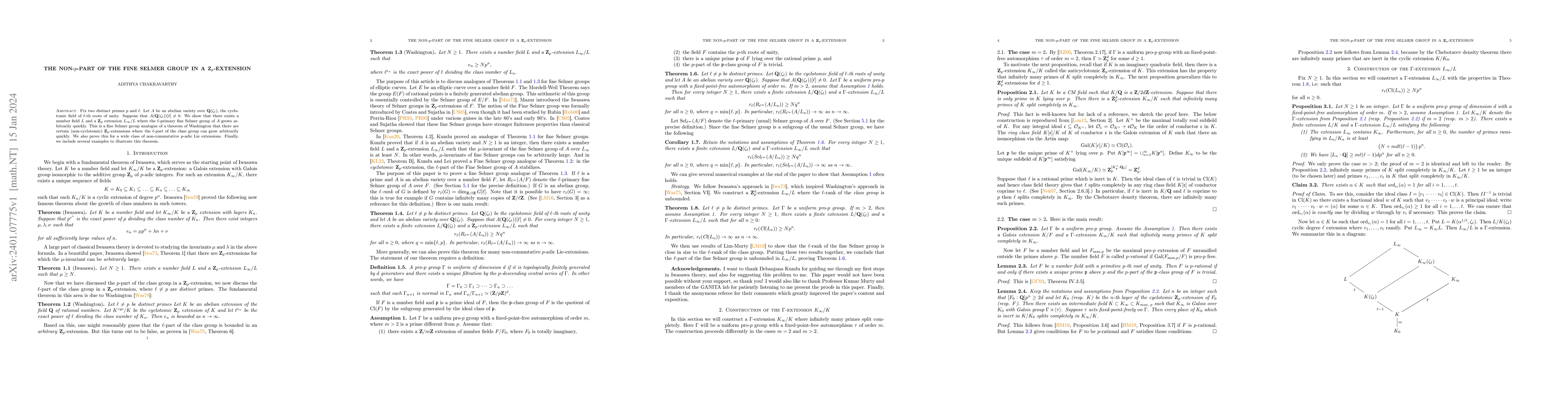 Thumbnail for The non-$p$-part of the fine Selmer group in a $\mathbf{Z}_p$-extension