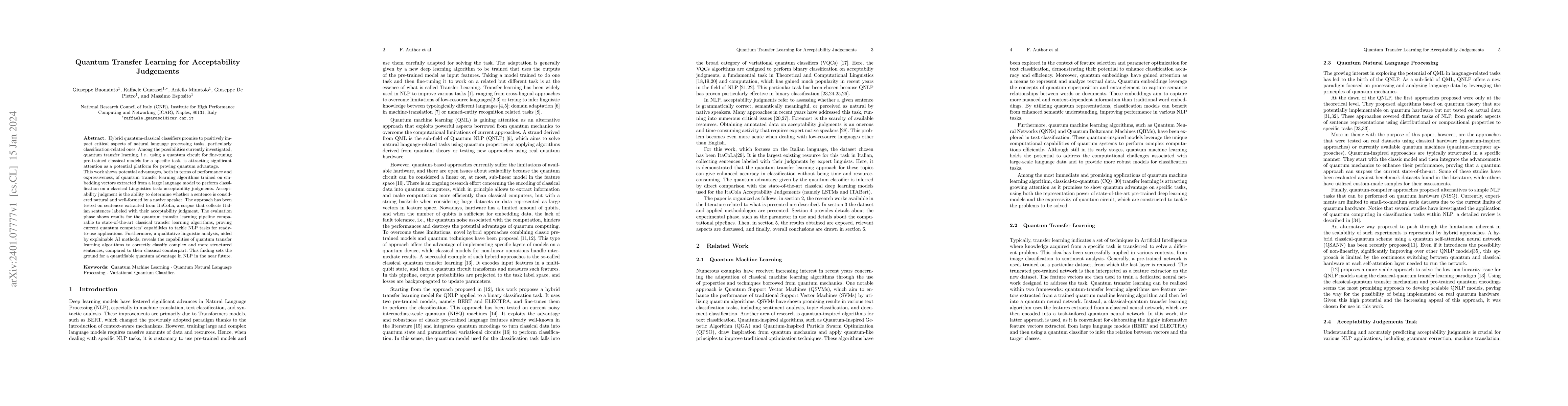 Thumbnail for Quantum Transfer Learning for Acceptability Judgements