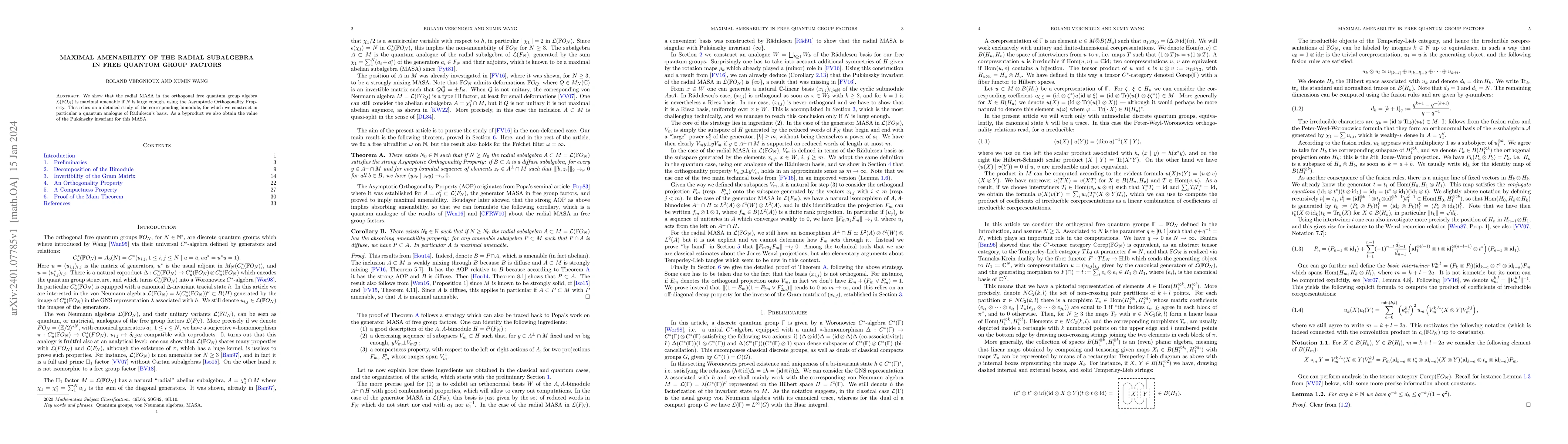 Thumbnail for Maximal amenability of the radial subalgebra in free quantum group
  factors