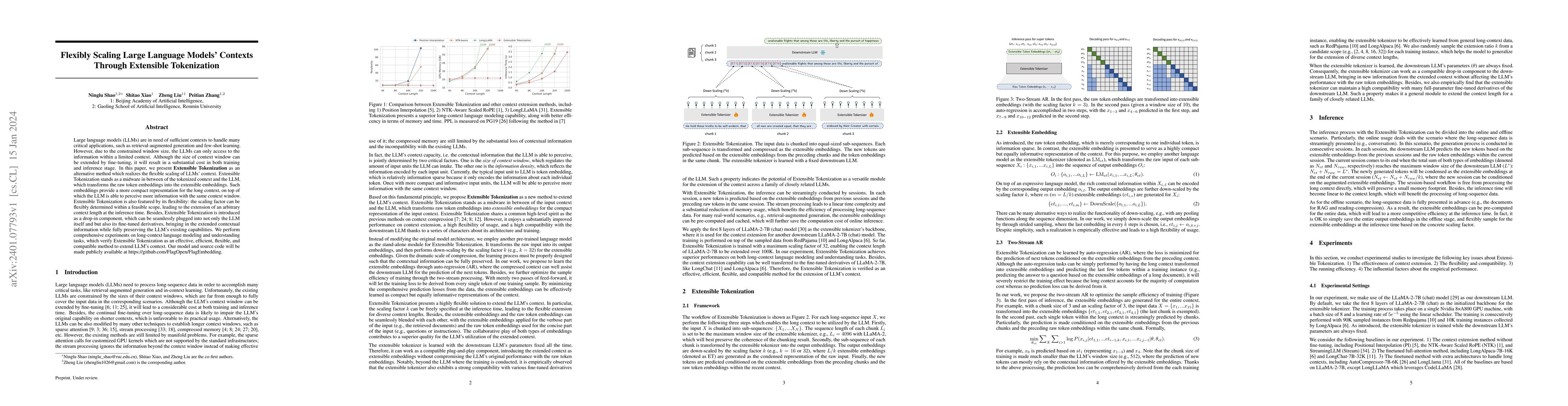 Thumbnail for Flexibly Scaling Large Language Models Contexts Through Extensible
  Tokenization