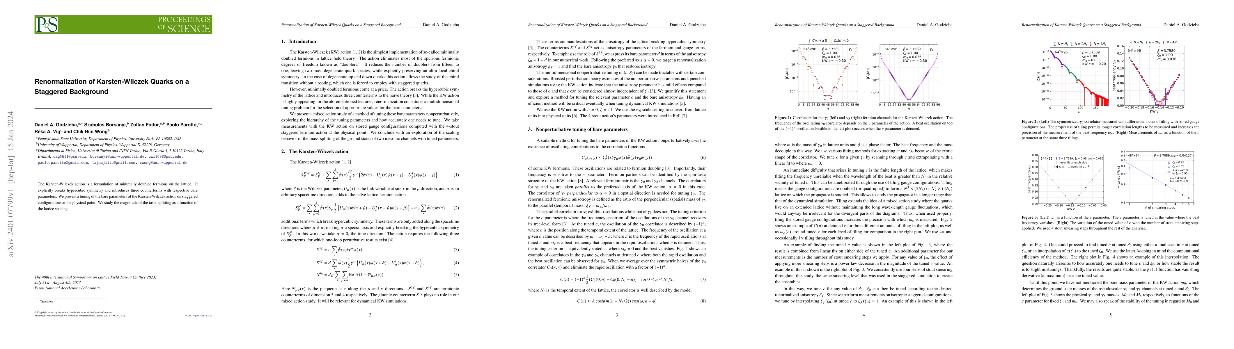 Thumbnail for Renormalization of Karsten-Wilczek Quarks on a Staggered Background