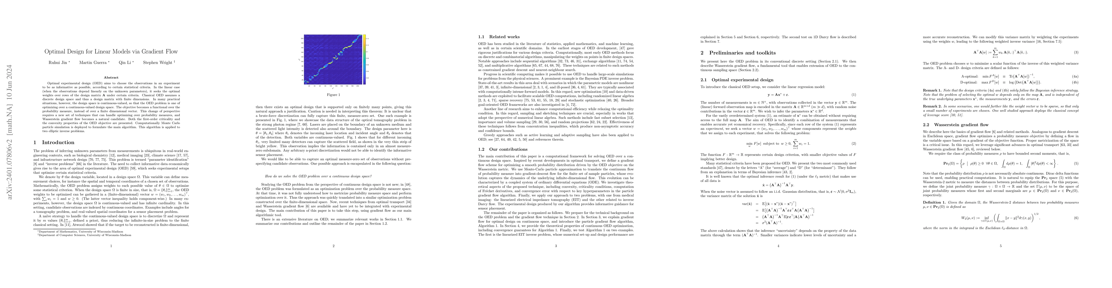Thumbnail for Optimal design for linear models via gradient flow