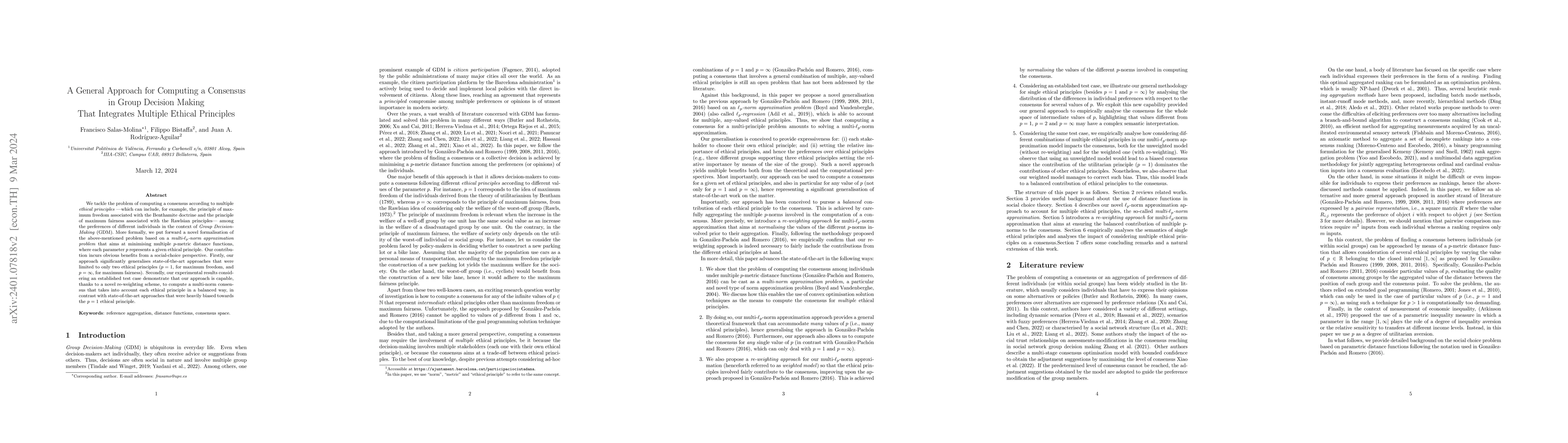 Thumbnail for A General Approach for Computing a Consensus in Group Decision Making
  That Integrates Multiple Ethical Principles