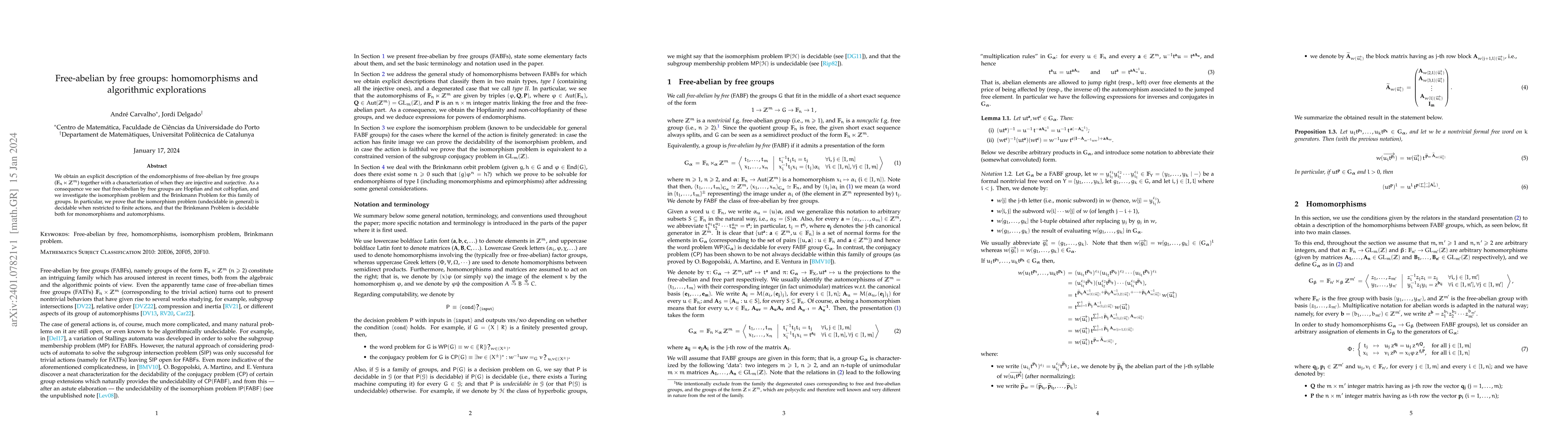 Thumbnail for Free-abelian by free groups: homomorphisms and algorithmic explorations