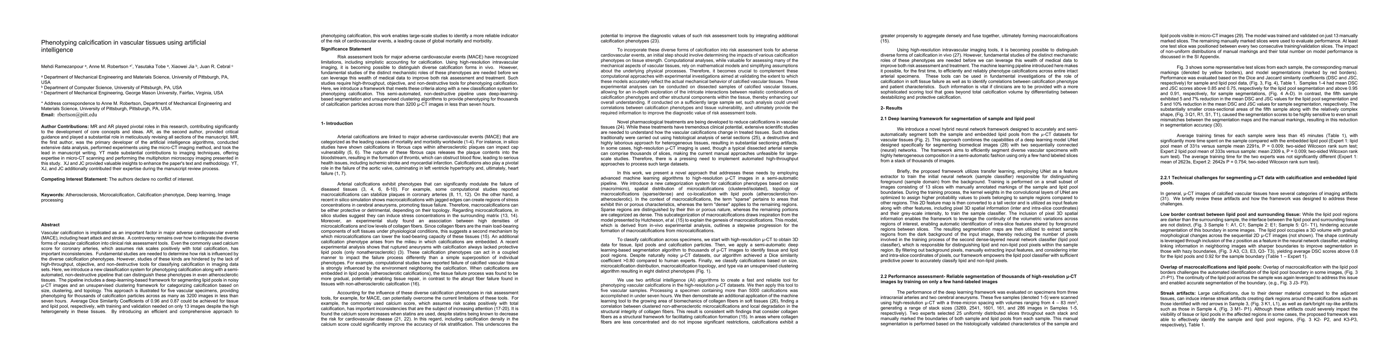 Thumbnail for Phenotyping calcification in vascular tissues using artificial
  intelligence
