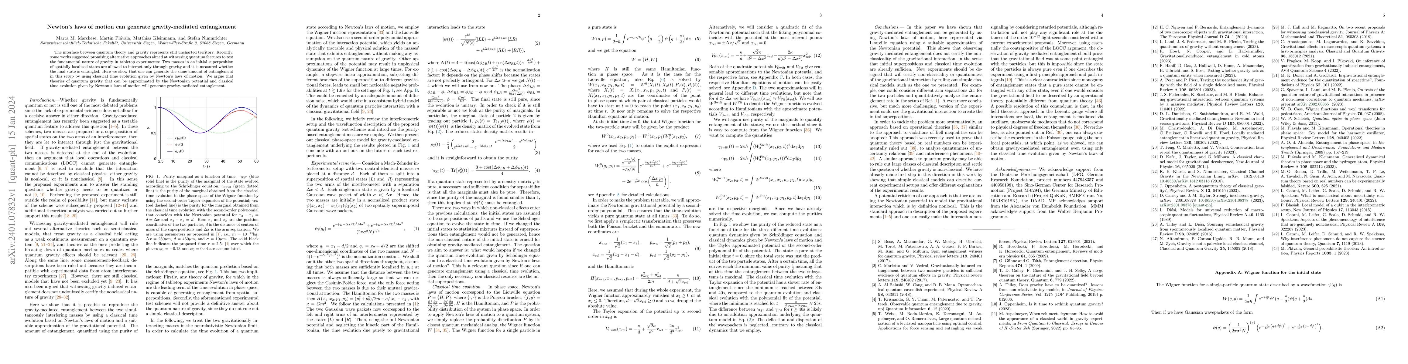 Thumbnail for Newton's laws of motion can generate gravity-mediated entanglement