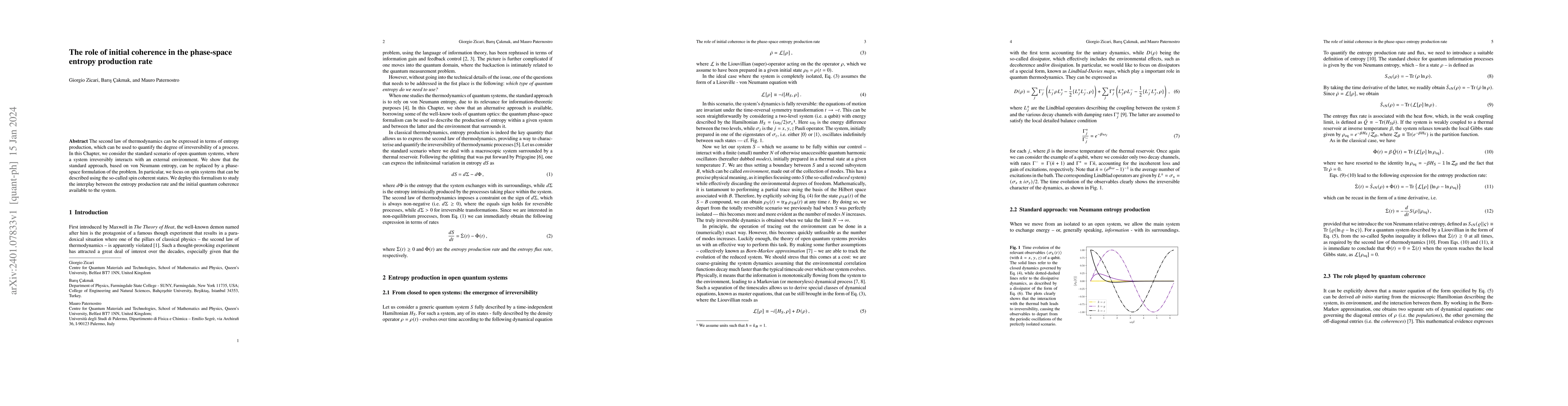 Thumbnail for The role of initial coherence in the phase-space entropy production rate