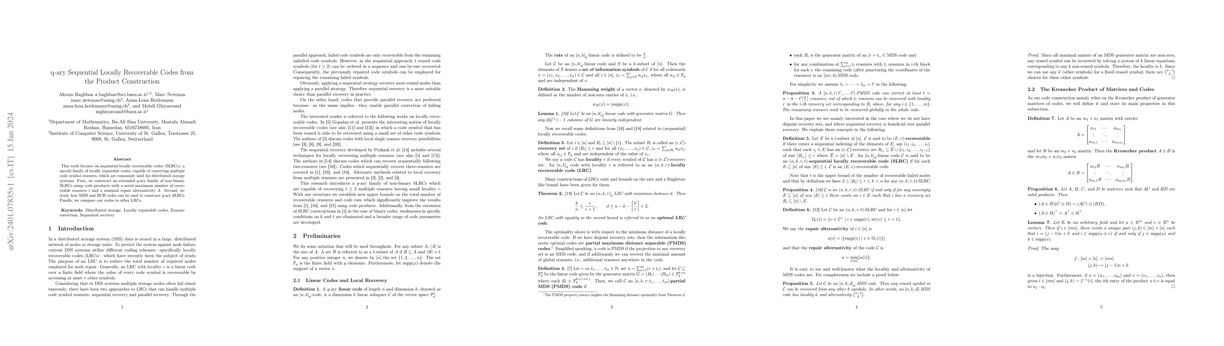 Thumbnail for $q$-ary Sequential Locally Recoverable Codes from the Product
  Construction