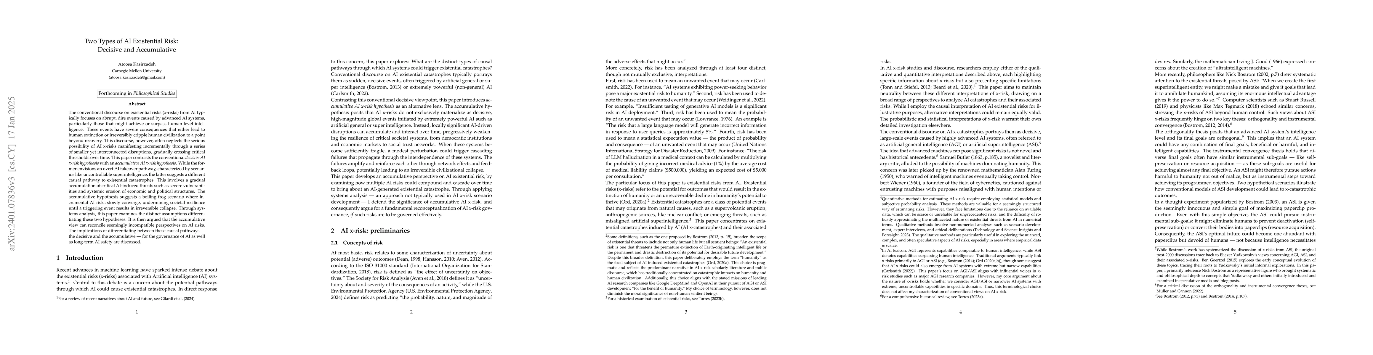 Thumbnail for Two Types of AI Existential Risk: Decisive and Accumulative