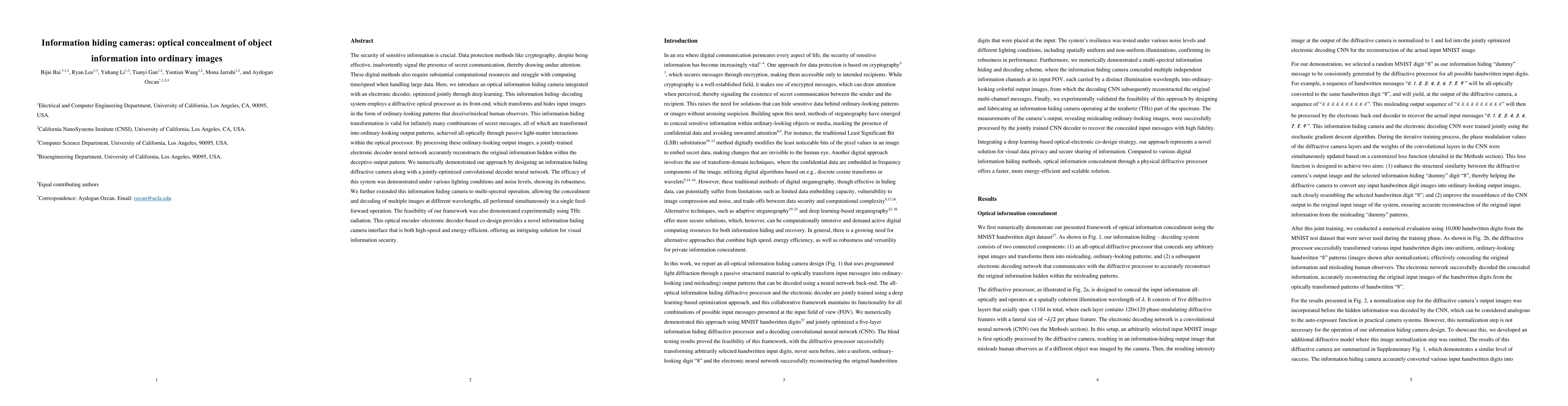 Thumbnail for Information hiding cameras: optical concealment of object information
  into ordinary images