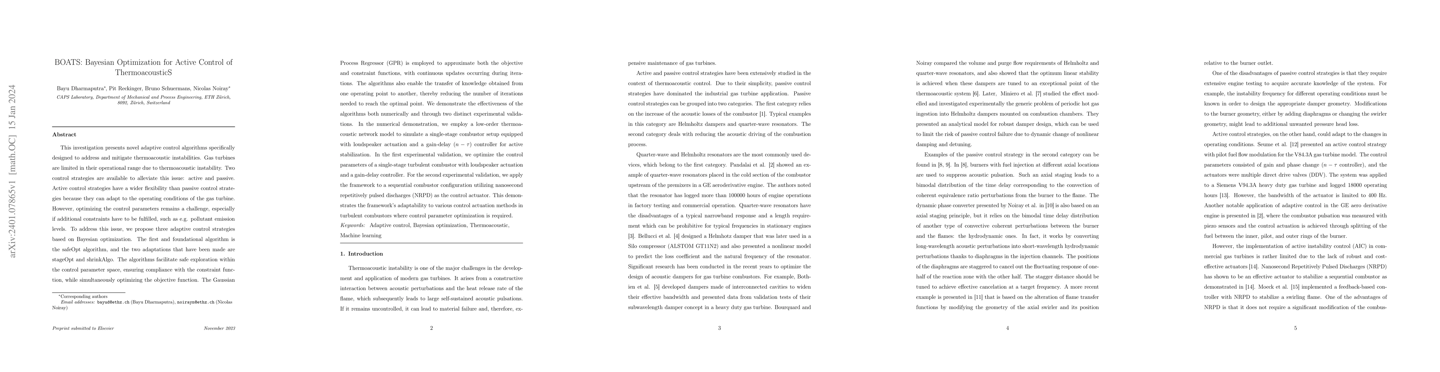 Thumbnail for BOATS: Bayesian Optimization for Active Control of ThermoacousticS