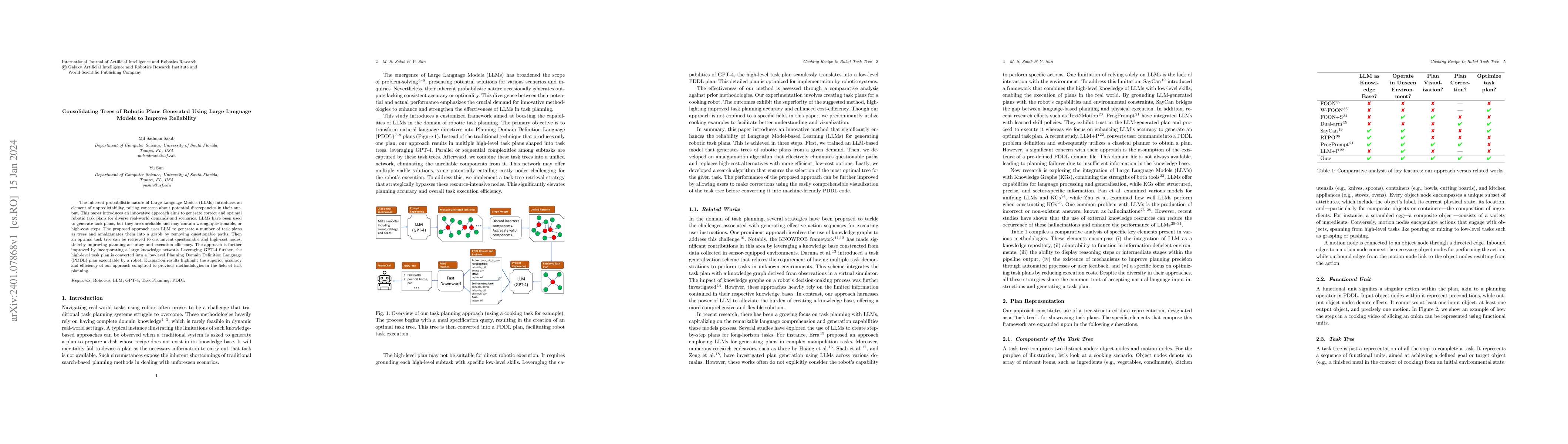 Thumbnail for Consolidating Trees of Robotic Plans Generated Using Large Language
  Models to Improve Reliability