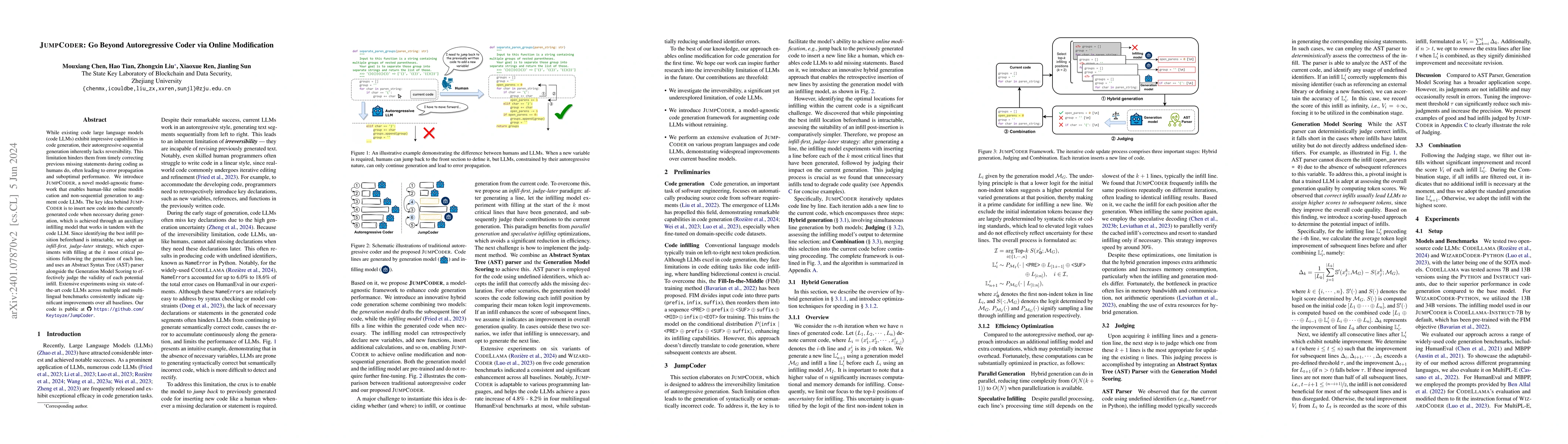 Thumbnail for JumpCoder: Go Beyond Autoregressive Coder via Online Modification