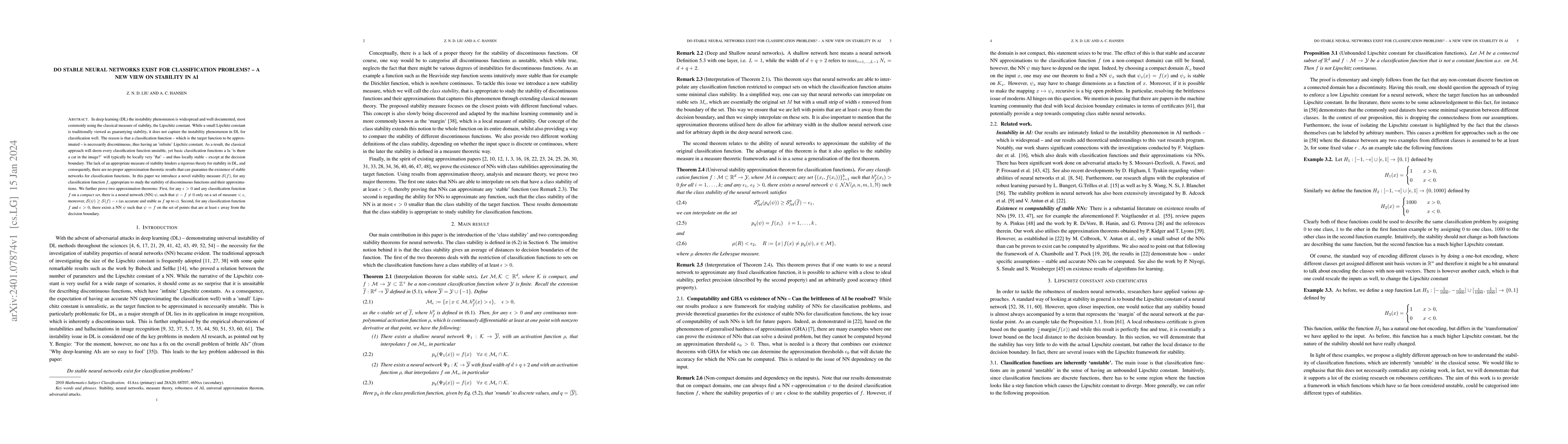Thumbnail for Do stable neural networks exist for classification problems? -- A new
  view on stability in AI