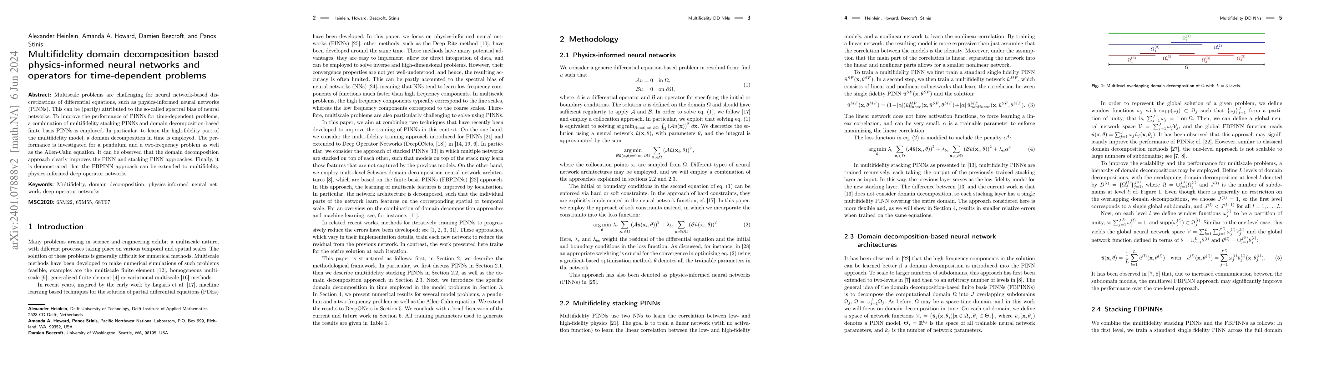 Thumbnail for Multifidelity domain decomposition-based physics-informed neural
  networks and operators for time-dependent problems