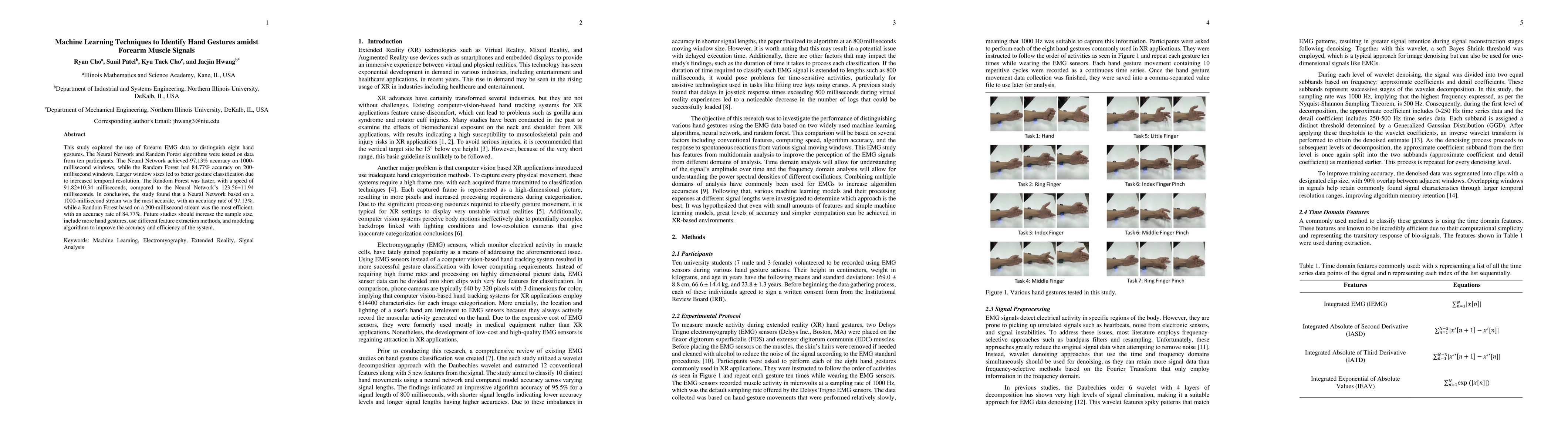 Thumbnail for Machine Learning Techniques to Identify Hand Gestures amidst Forearm
  Muscle Signals