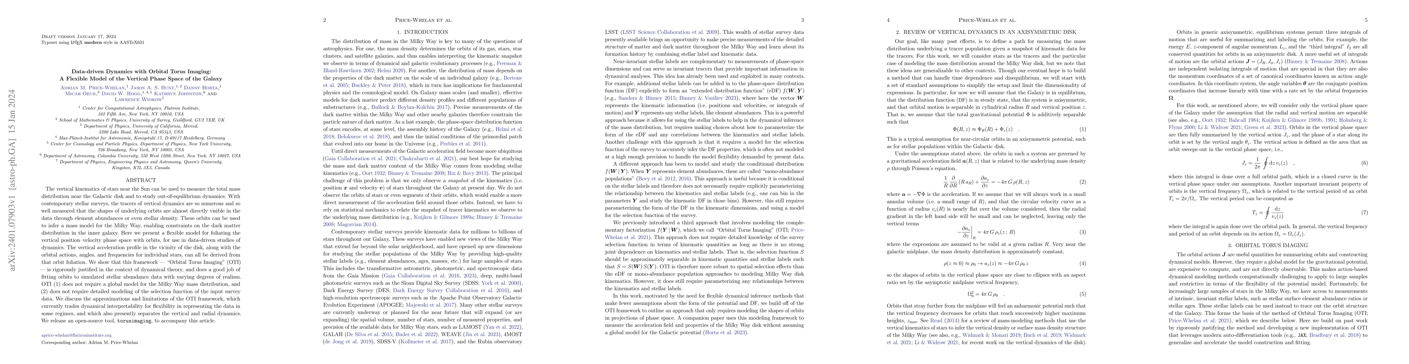 Thumbnail for Data-driven Dynamics with Orbital Torus Imaging: A Flexible Model of the
  Vertical Phase Space of the Galaxy