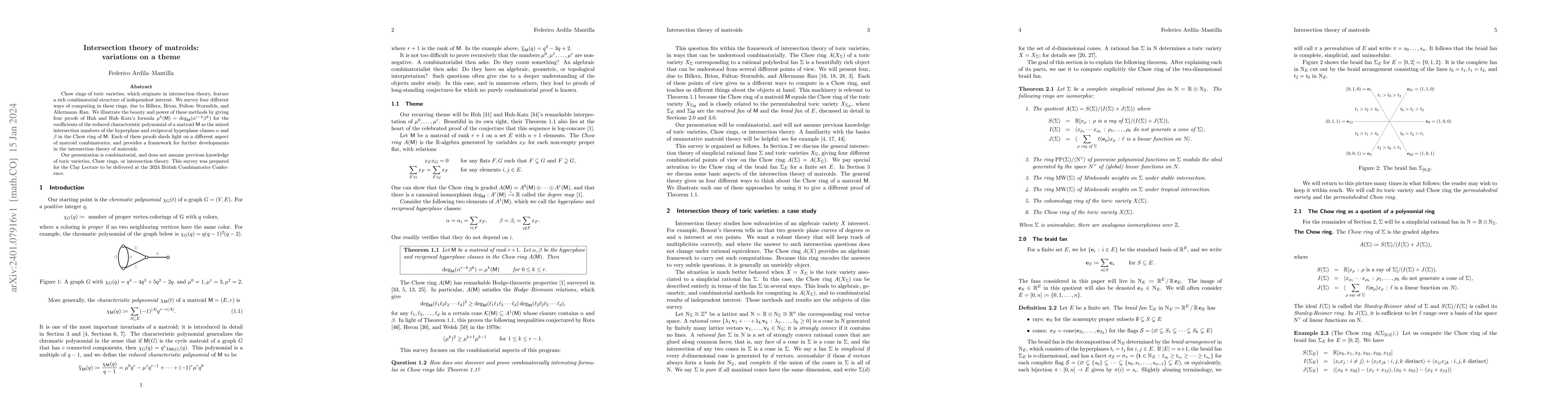 Thumbnail for Intersection theory of matroids: variations on a theme