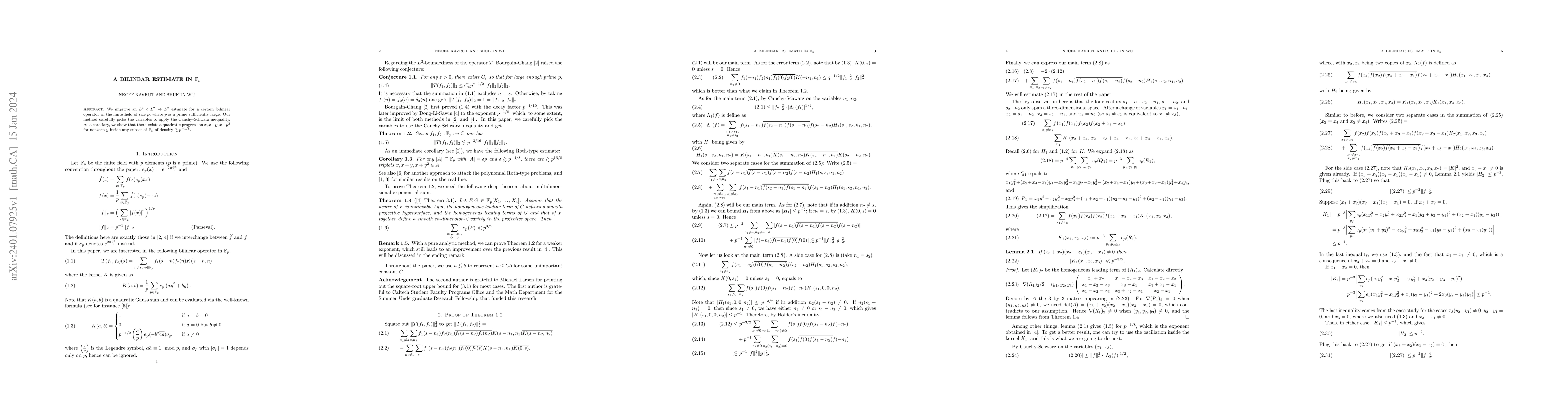 Thumbnail for A bilinear estimate in $\mathbb{F}_p$