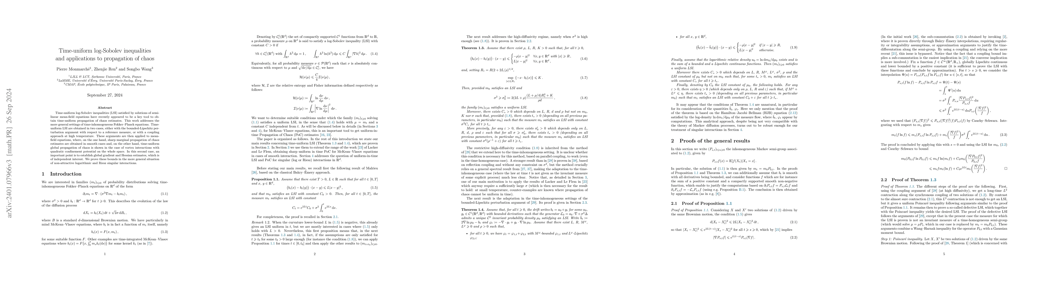 Thumbnail for Time-uniform log-Sobolev inequalities and applications to propagation of
  chaos