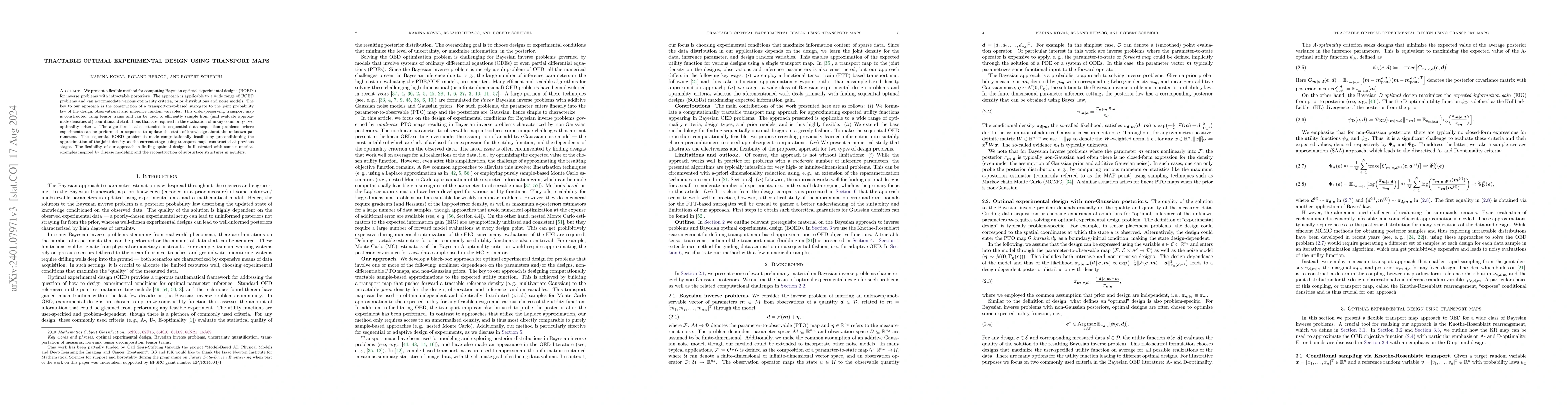 Thumbnail for Tractable Optimal Experimental Design using Transport Maps
