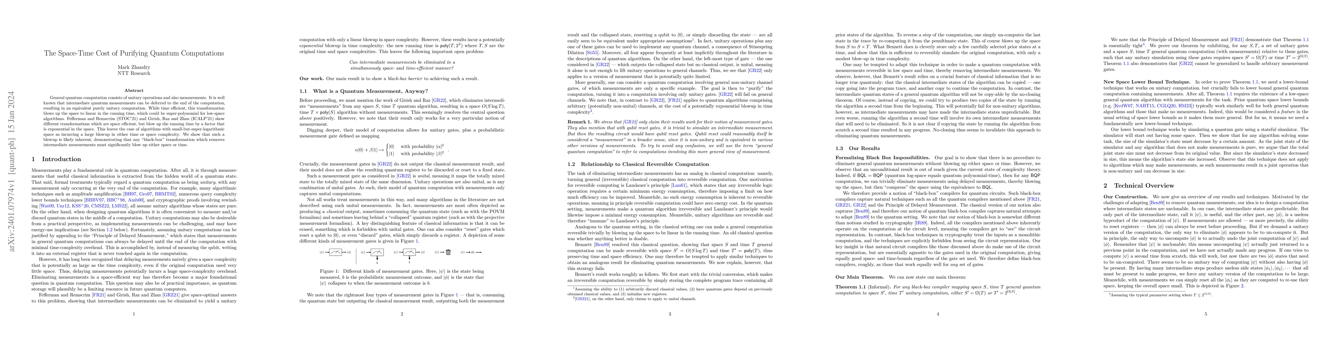 Thumbnail for The Space-Time Cost of Purifying Quantum Computations