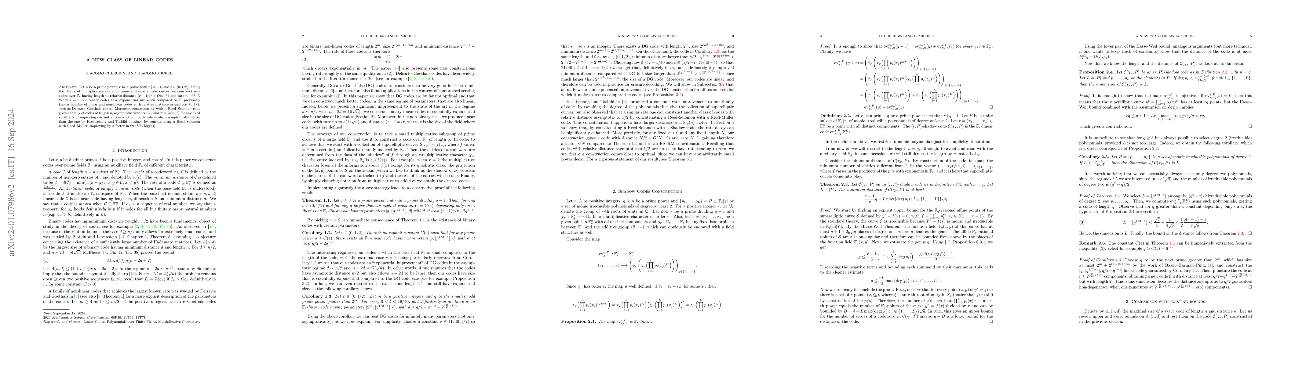 Thumbnail for A New Class of Linear Codes