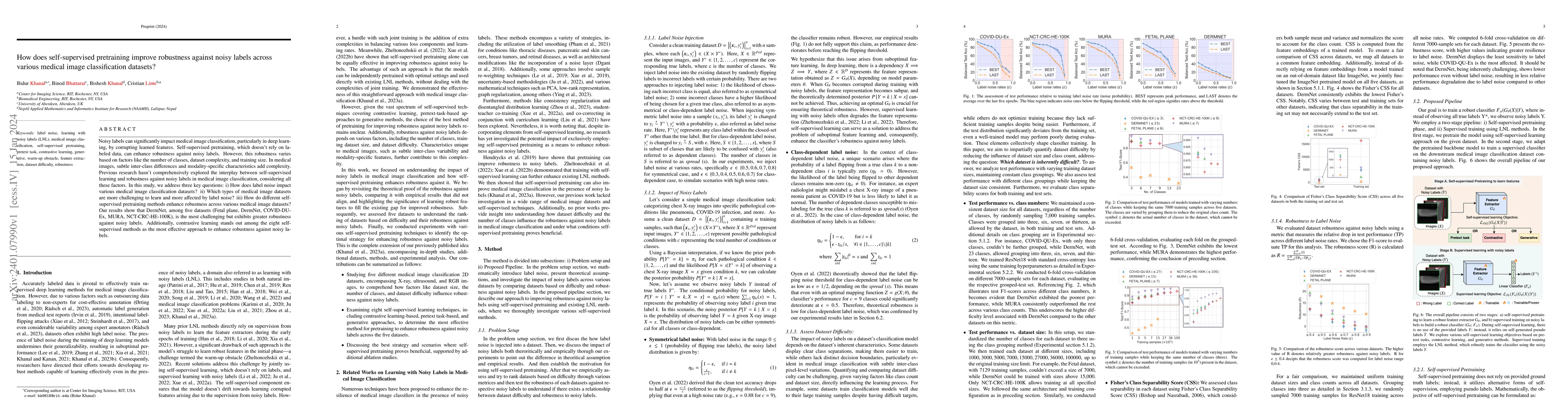 Thumbnail for How does self-supervised pretraining improve robustness against noisy
  labels across various medical image classification datasets?