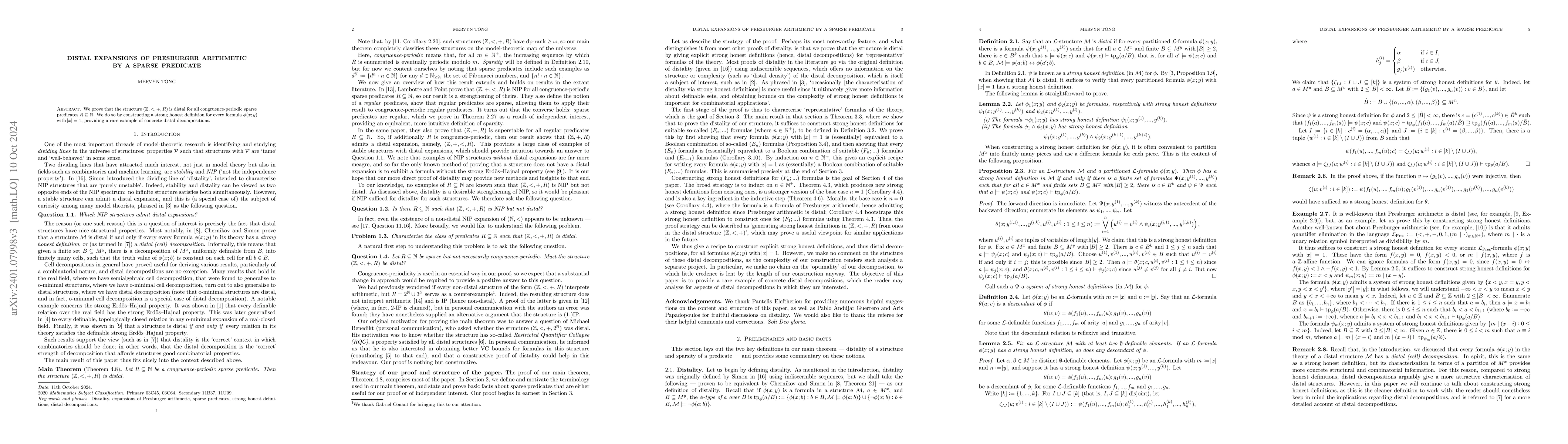 Thumbnail for Distal expansions of Presburger arithmetic by a sparse predicate