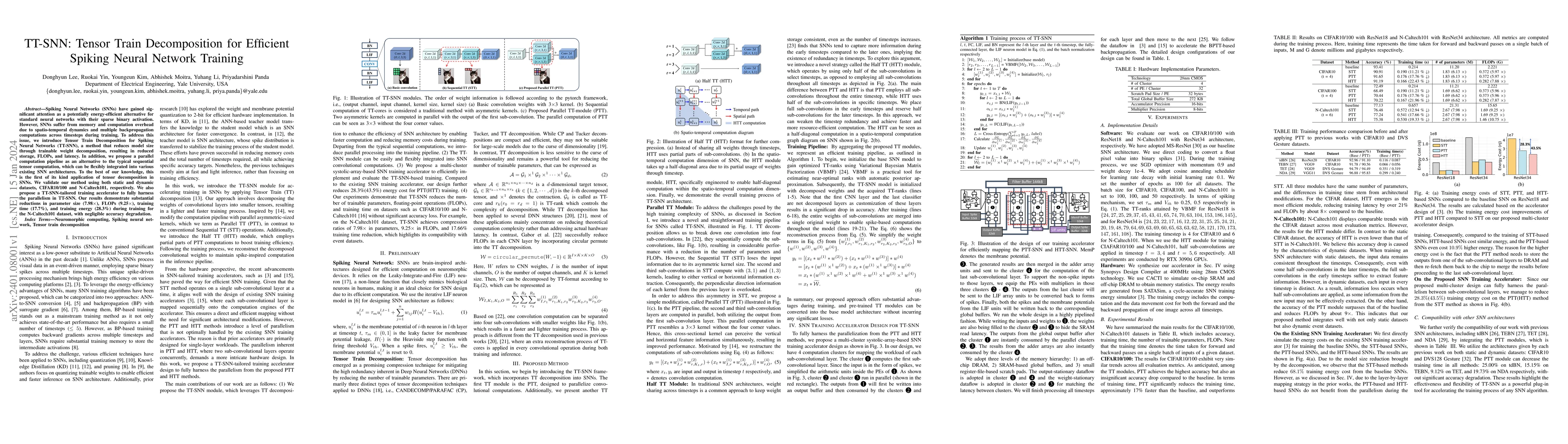 Thumbnail for TT-SNN: Tensor Train Decomposition for Efficient Spiking Neural Network
  Training