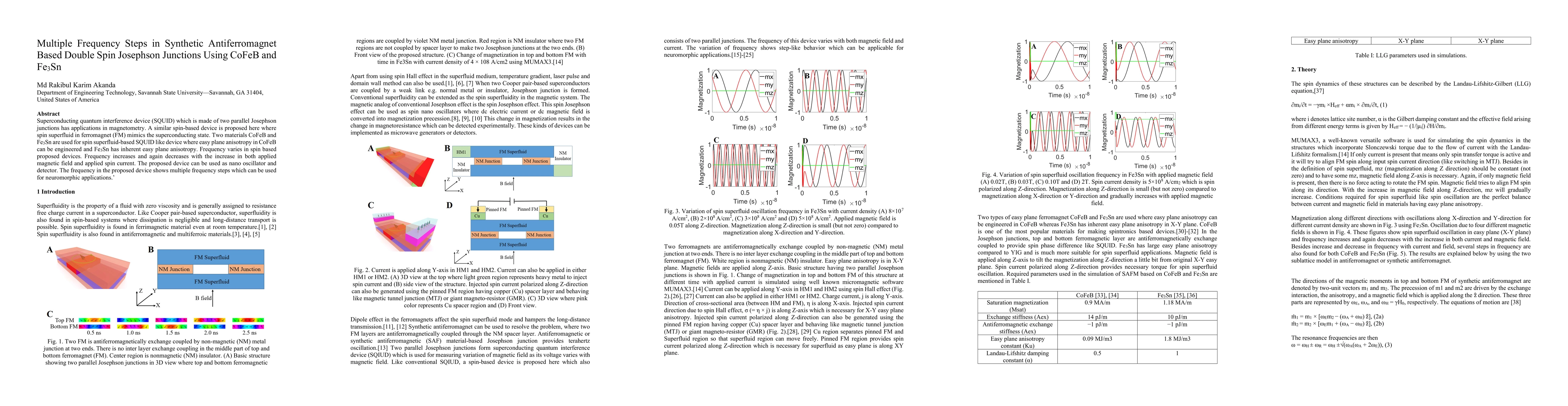 Thumbnail for Multiple Frequency Steps in Synthetic Antiferromagnet Based Double Spin
  Josephson Junctions Using CoFeB and Fe3Sn